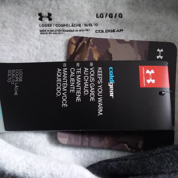 NWT Under Armour ColdGear Hoodie Size Large Grey Forest Camo Logo Fleece Lined - Picture 7 of 9